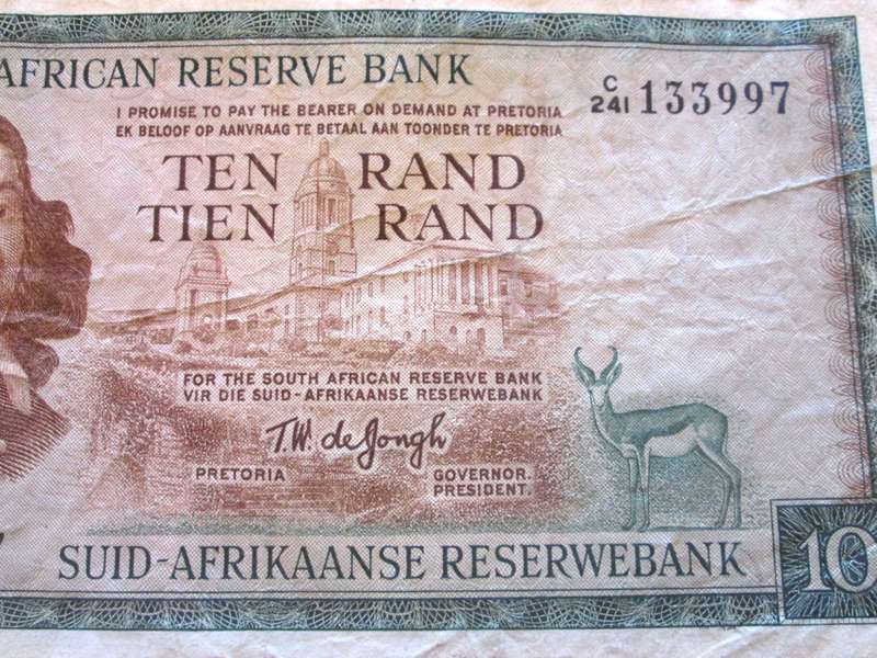 Ten Rand Republic of South Africa Serial Nr C241 133997
