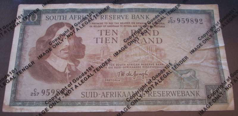 Ten Rand Republic of South Africa Serial Nr C257 959892