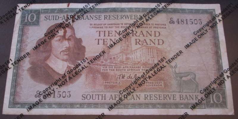 Ten Rand Republic of South Africa Serial Nr C66 481503