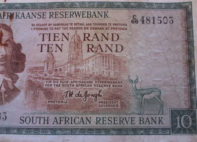 Ten Rand Republic of South Africa Serial Nr C66 481503
