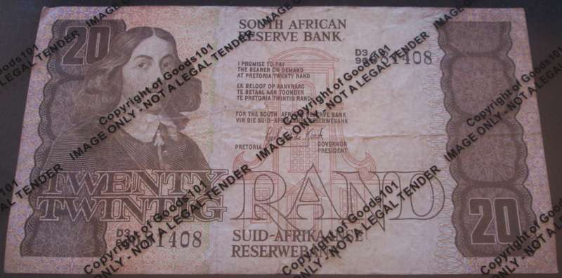Twenty Rand Republic of South Africa Serial Nr C390 681408