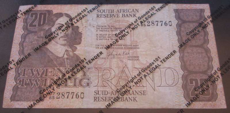 Twenty Rand Republic of South Africa Serial Nr C7 85 287760