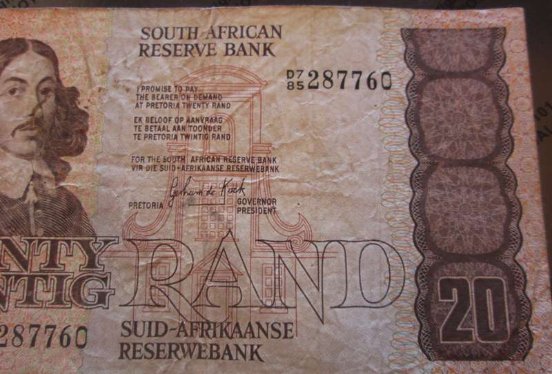 Twenty Rand Republic of South Africa Serial Nr C7 85 287760