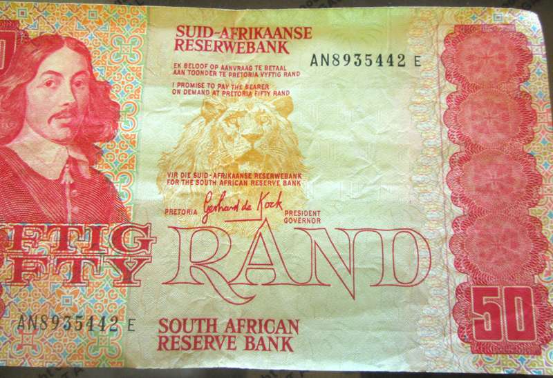 Fifty Rand Republic of South Africa Serial Nr AN8935442 E