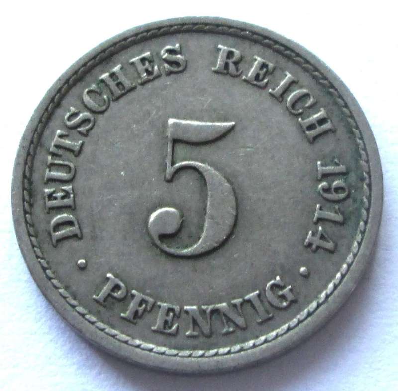 1914 Deutsches Reich 5 Pfennigs