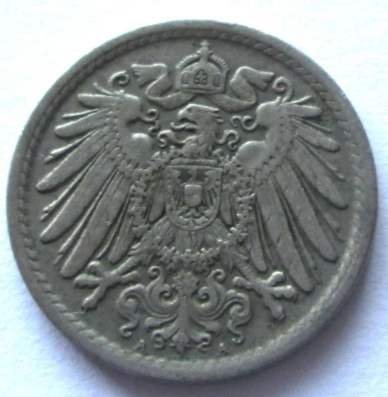 1914 Deutsches Reich 5 Pfennigs