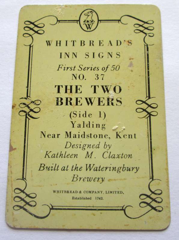 Whitbread Inn Metal Signs Series 1 Circa 1951 No 37 The Two Brewers Side 1