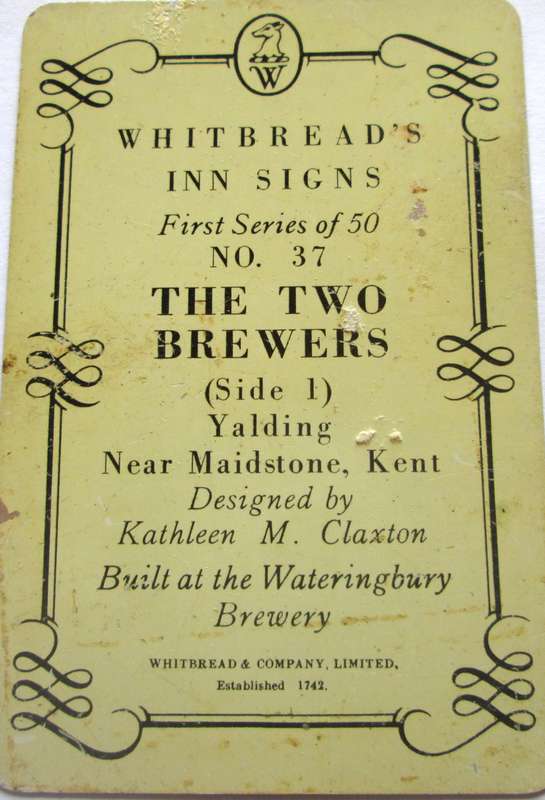 Whitbread Inn Metal Signs Series 1 Circa 1951 No 37 The Two Brewers Side 1