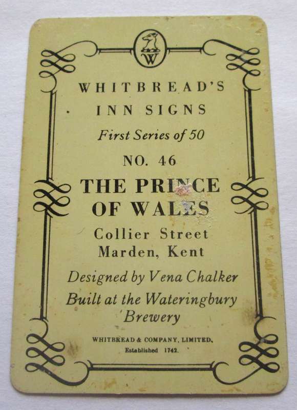 Whitbread Inn Metal Signs Series 1 Circa 1951 No 46 The Prince of Wales