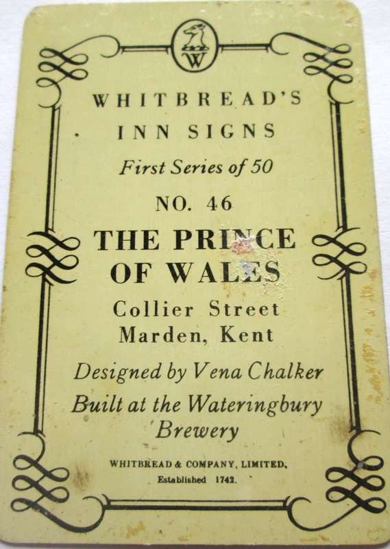 Whitbread Inn Metal Signs Series 1 Circa 1951 No 46 The Prince of Wales