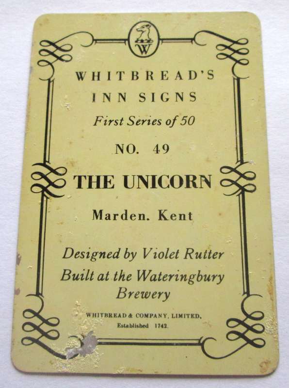 Whitbread Inn Metal Signs Series 1 Circa 1951 No 49 The Unicorn