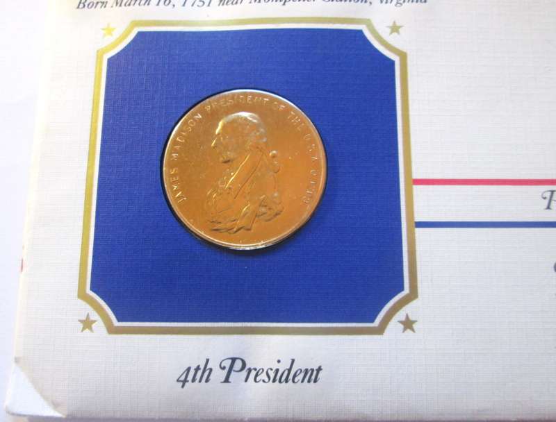 1984 James Madison 4th President US Mint Presidential Medal Postal Cover