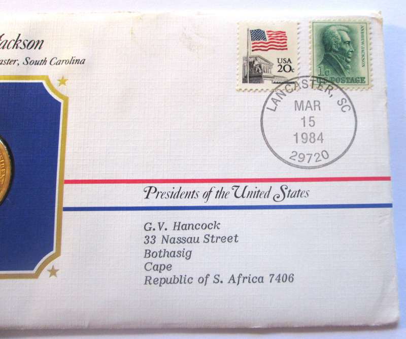 Andrew Jackson 7th President US Mint Presidential Medal Postal Cover 1983