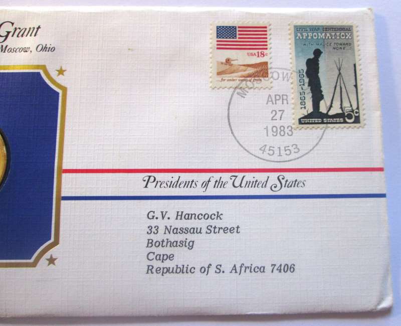 Ulysses S Grant 18th President US Mint Presidential Medal Postal Cover 1983