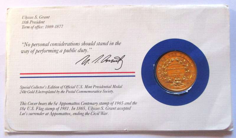 Ulysses S Grant 18th President US Mint Presidential Medal Postal Cover 1983
