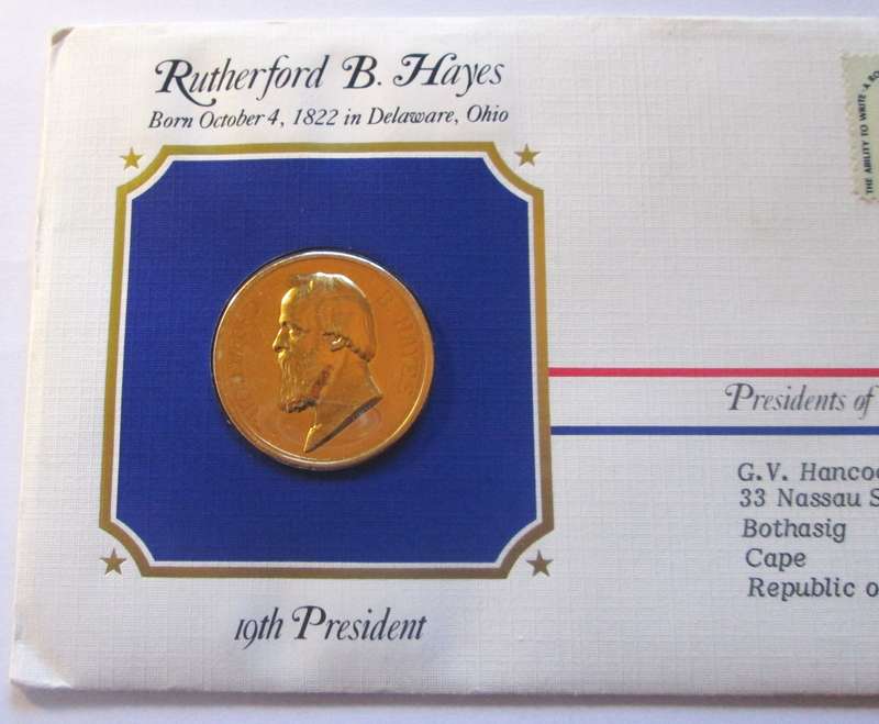 Rutherford B Hayes 19th President US Mint Presidential Medal Postal Cover 1983