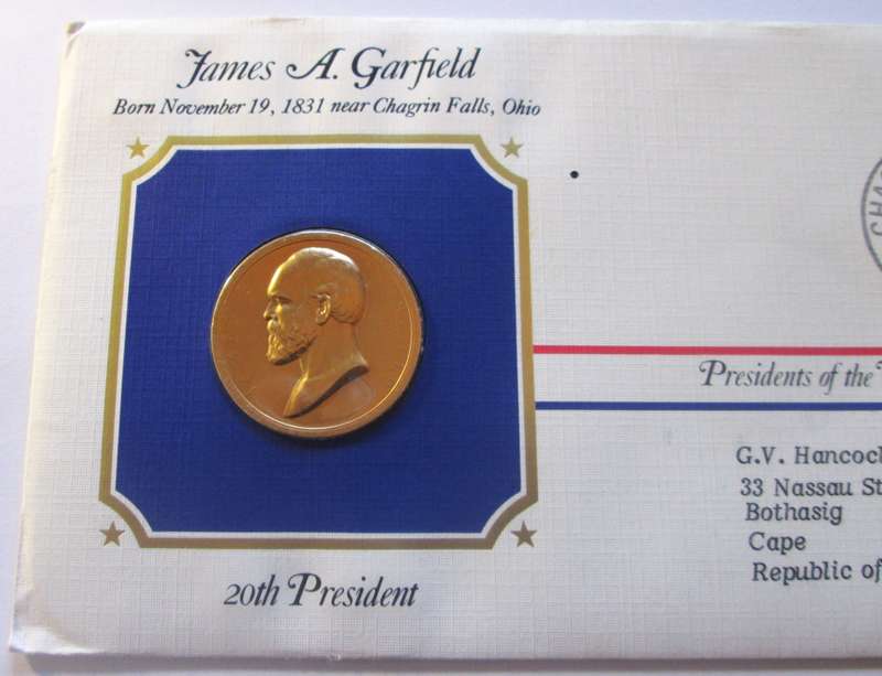 James A Garfield 20th President US Mint Presidential Medal Postal Cover 1983