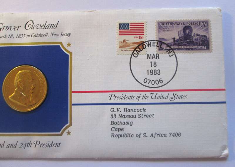 Grover Cleveland 22nd and 24th President US Mint Presidential Medal Postal Cover 1983