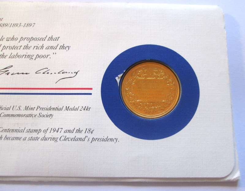 Grover Cleveland 22nd and 24th President US Mint Presidential Medal Postal Cover 1983