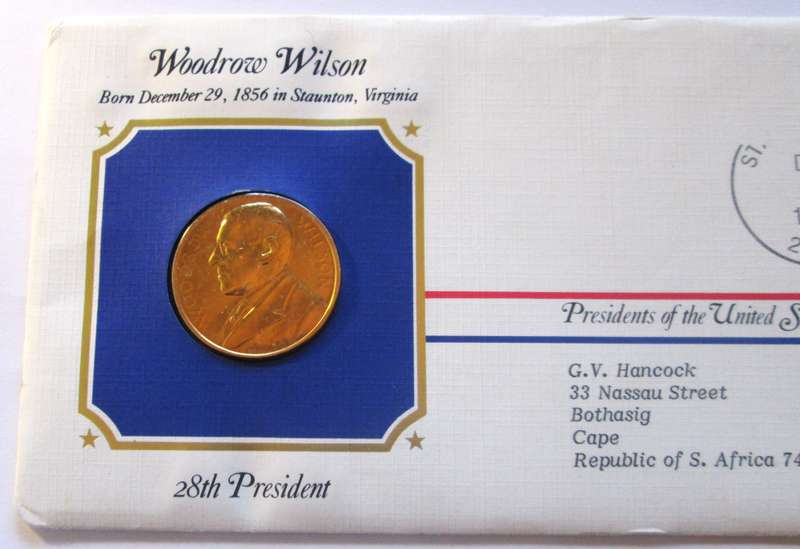 Woodrow Wilson 28th President US Mint Presidential Medal Postal Cover 1983