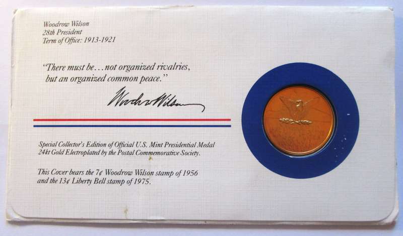 Woodrow Wilson 28th President US Mint Presidential Medal Postal Cover 1983