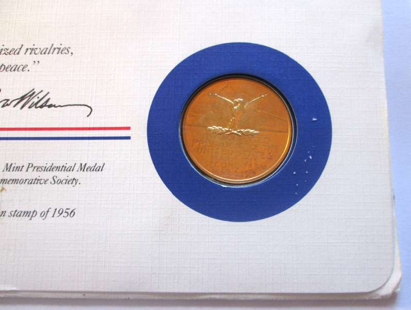 Woodrow Wilson 28th President US Mint Presidential Medal Postal Cover 1983