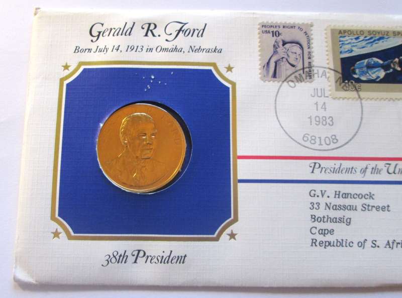 1983 Gerald R Ford 38th President US Mint Presidential Medal Postal Cover