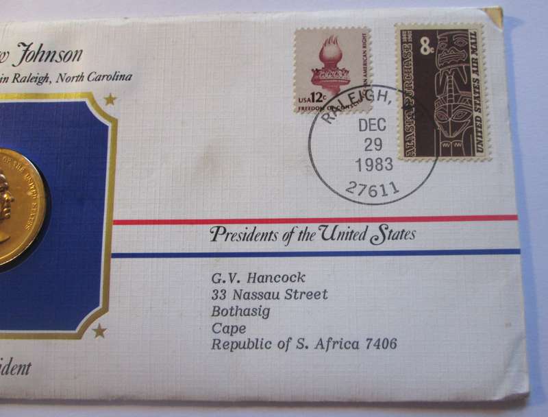 Andrew Johnson 17th President US Mint Presidential Medal Postal Cover 1983