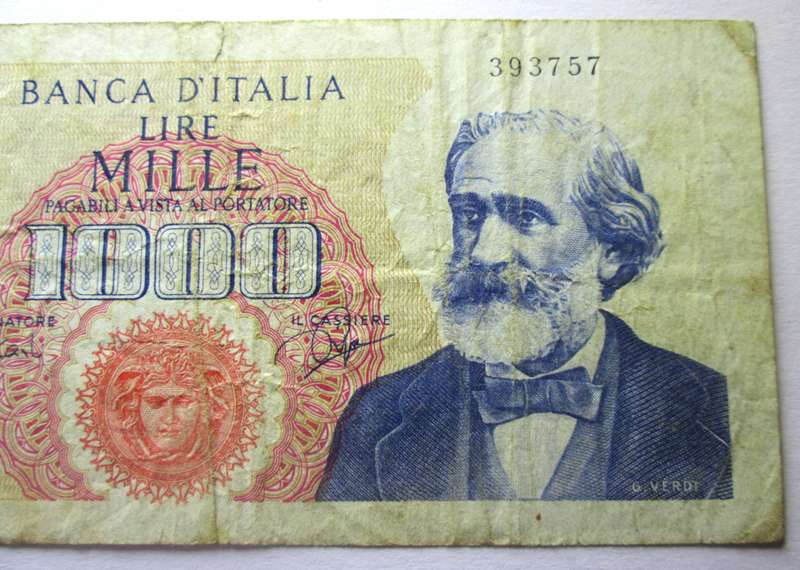 1962 - 1968 Italy 1000 Lire Serial Nr 393757