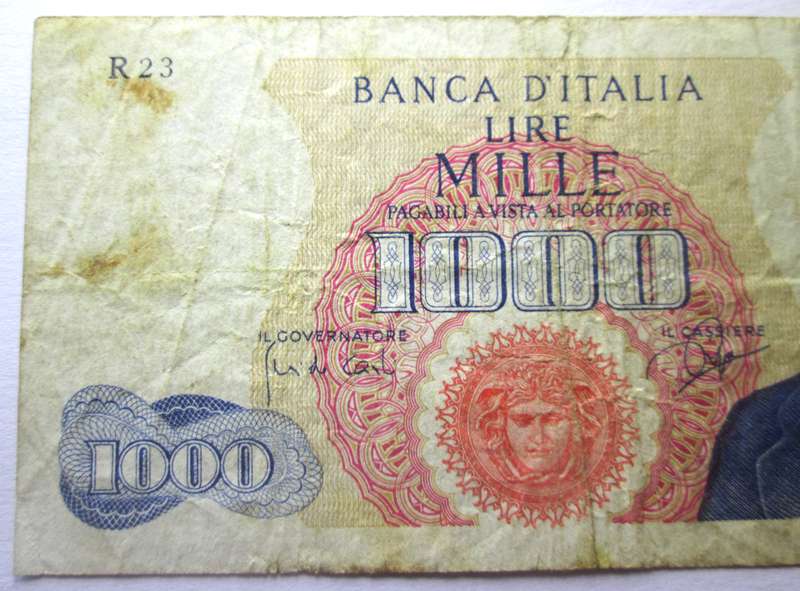 1962 - 1968 Italy 1000 Lire Serial Nr 393757