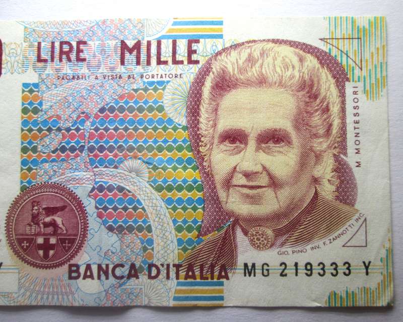 1990 - 2001 Italy 1000 Lire Serial Nr MG 219333 Y