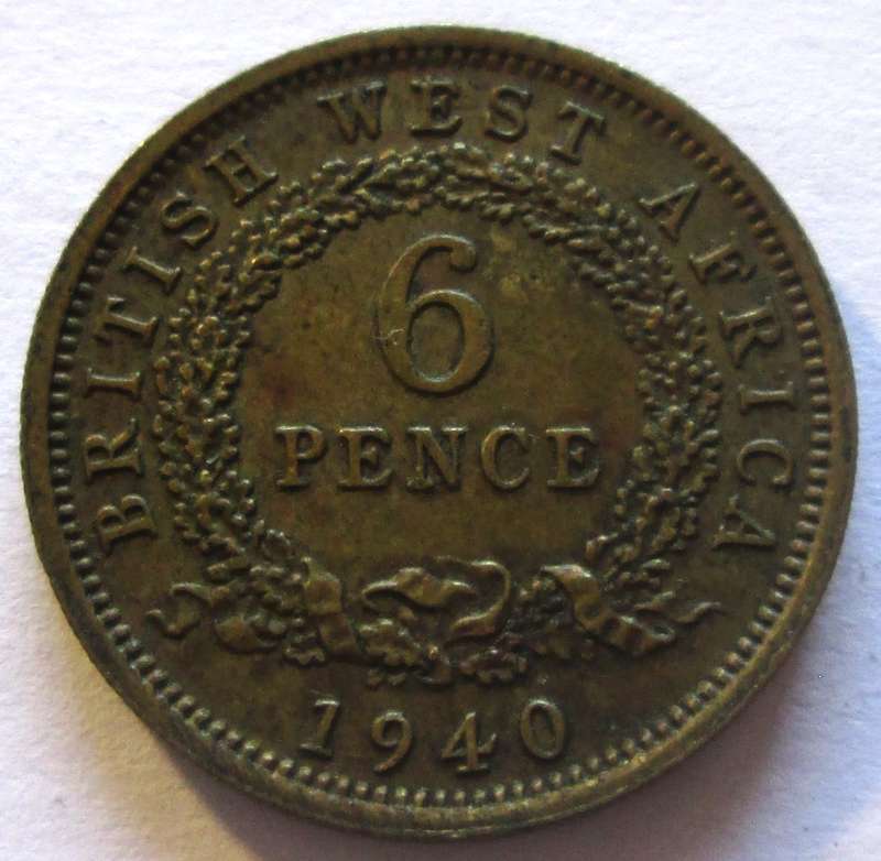1940 British West Africa 6 Pence