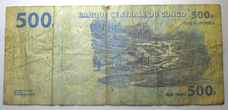 2002 - 2022 Congo 500 Francs Serial Nr PC 3492618 V