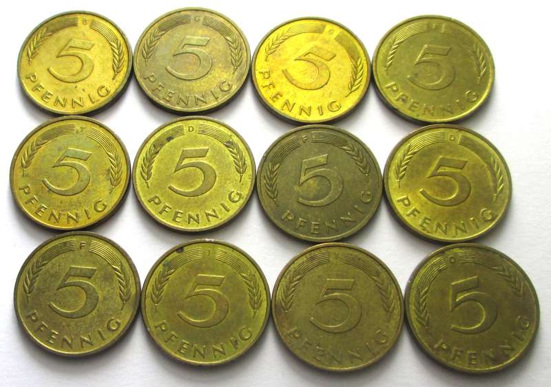5 Pfennig Germany 1980 - 1982 + 1985 - 1991 + 1993 + 1995