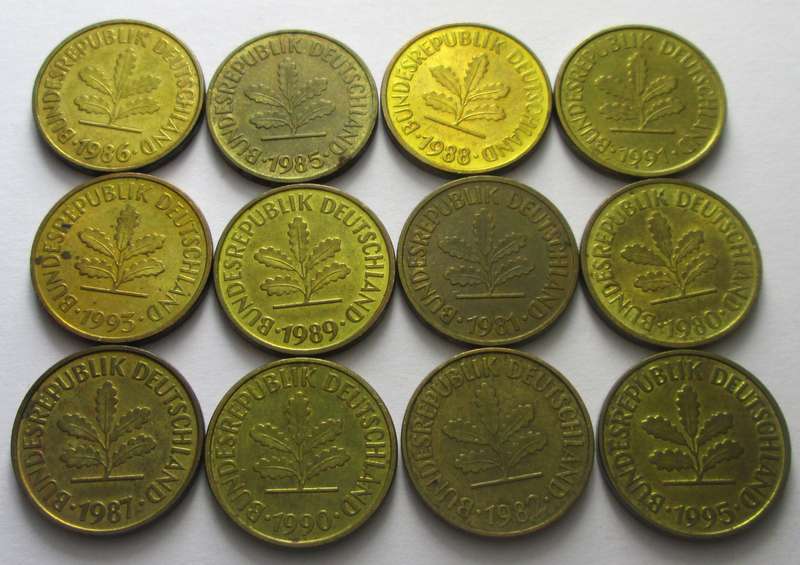 5 Pfennig Germany 1980 - 1982 + 1985 - 1991 + 1993 + 1995