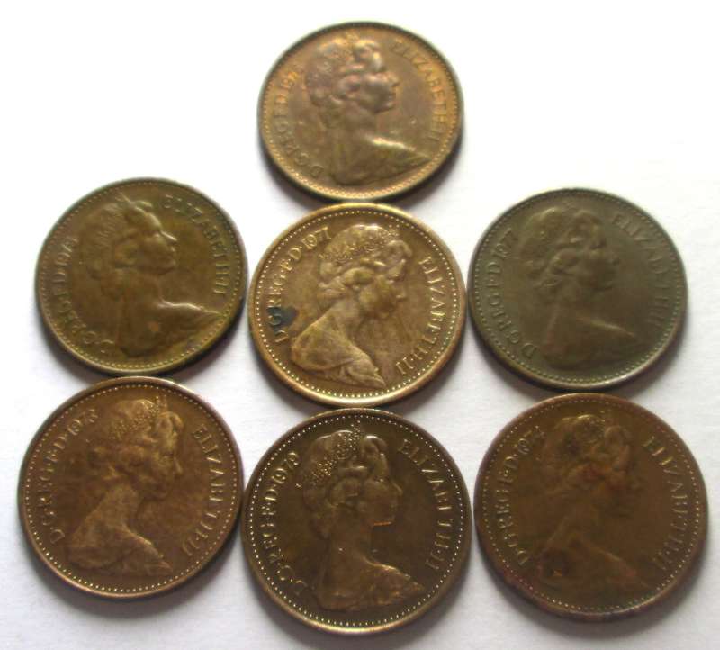 Half Penny Great Britain 1971 + 1973 - 1977 + 1979