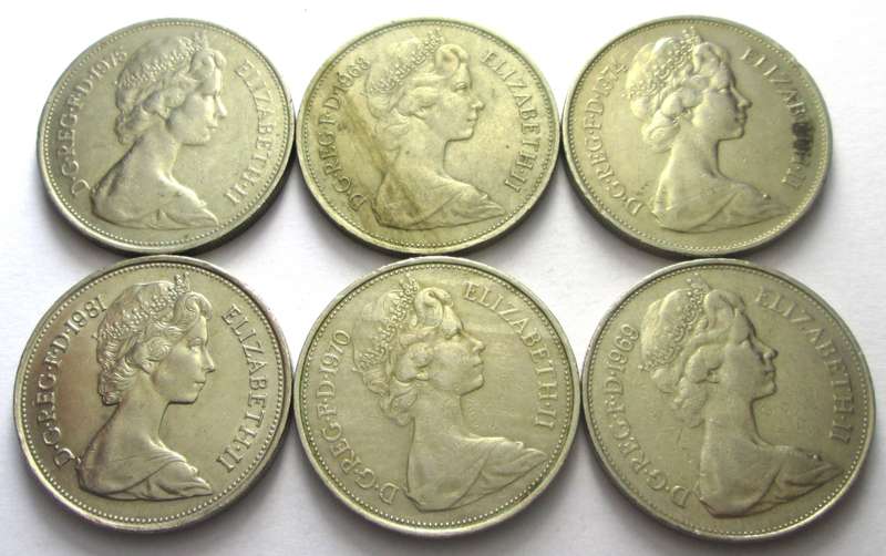 New 10 Pence Great Britain 1968 - 1970 + 1974 + 1975 + 1981