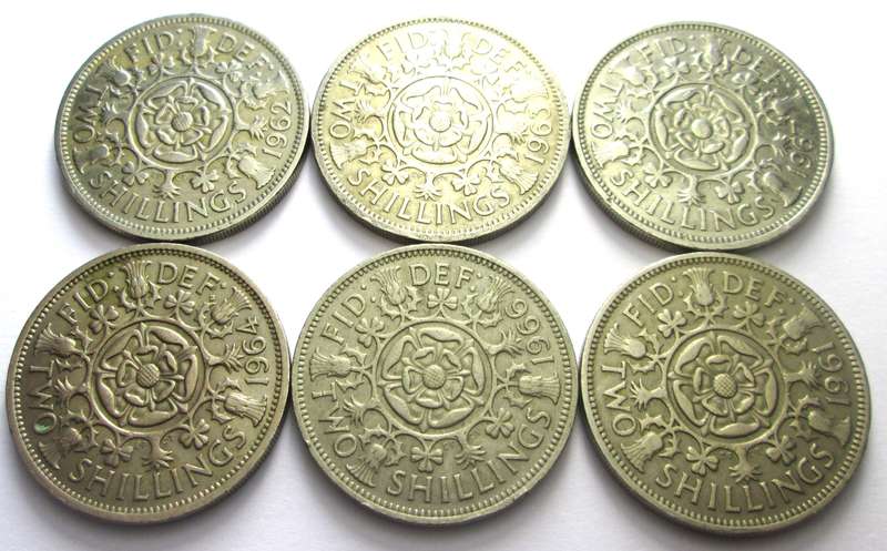 2 Shillings Great Britain 1961 - 1964 + 1966 + 1967
