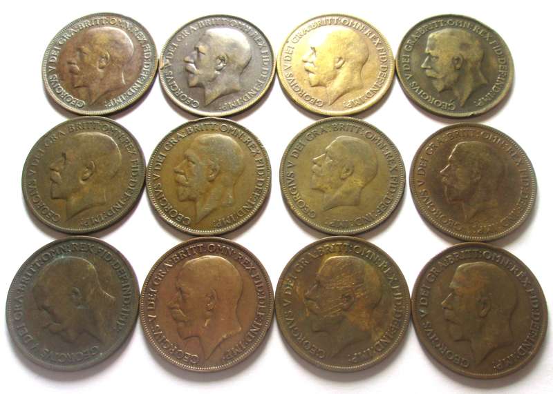 1 Penny Great Britain 1912 - 1914 + 1916 - 1921 + 1927 - 1929