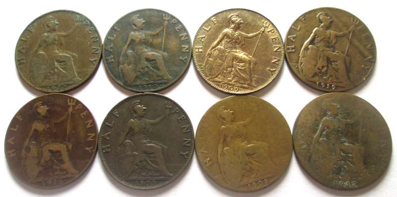 Half Penny Great Britain 1907 - 1910 + 1916 - 1917 + 1919 + 1922