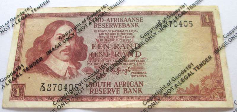 One Rand Republic of South Africa Serial Nr Z13 270405 Replacement Note