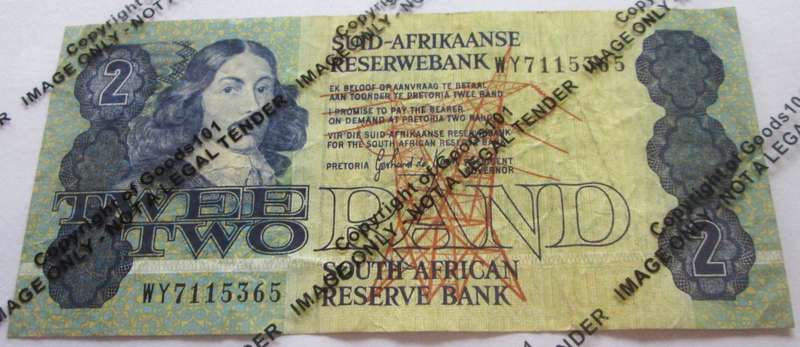 Two Rand Republic of South Africa Serial Nr WY 7115365 Replacement Note