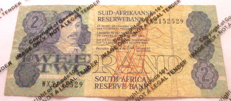 Two Rand Republic of South Africa Serial Nr WX 2152529 Replacement Note