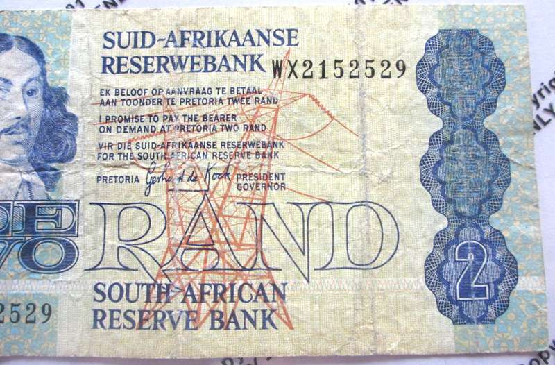 Two Rand Republic of South Africa Serial Nr WX 2152529 Replacement Note