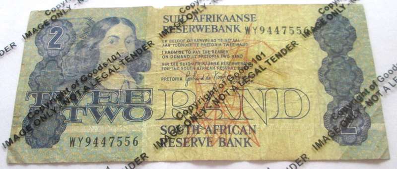 Two Rand Republic of South Africa Serial Nr WY 9447556 Replacement Note