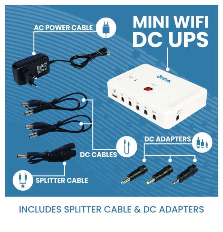 VIZIA WiFi UPS 57 000mWh for Router 5-24V DC Backup Battery Power