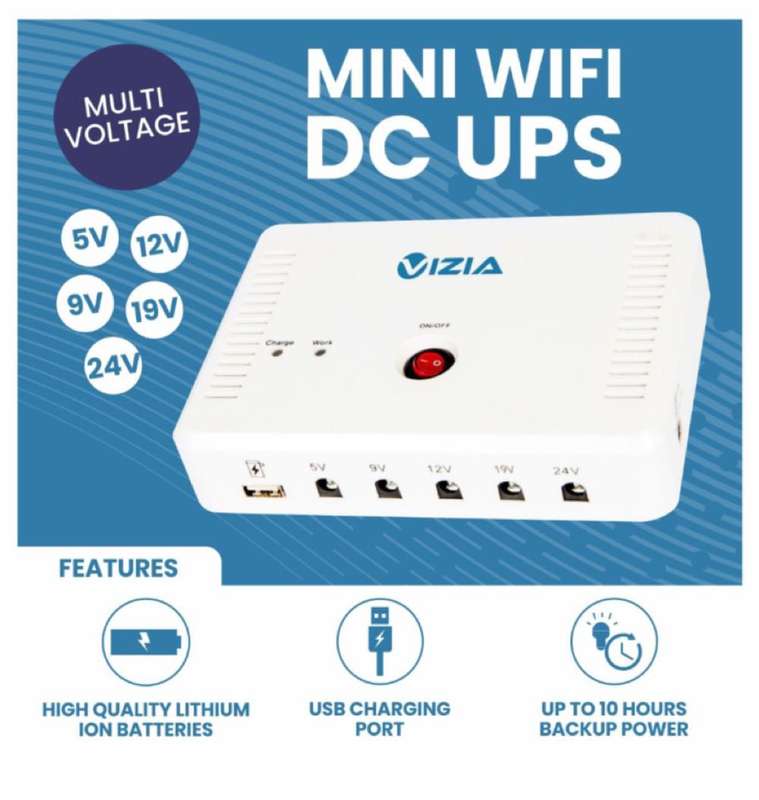 VIZIA WiFi UPS 57 000mWh for Router 5-24V DC Backup Battery Power