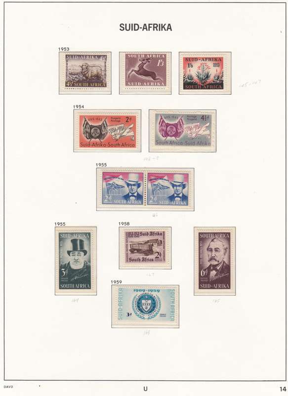 SA Union Mint Stamp Set 1953-1959