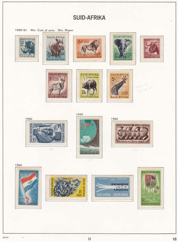 SA Union Mint Stamp Set 1959-1960