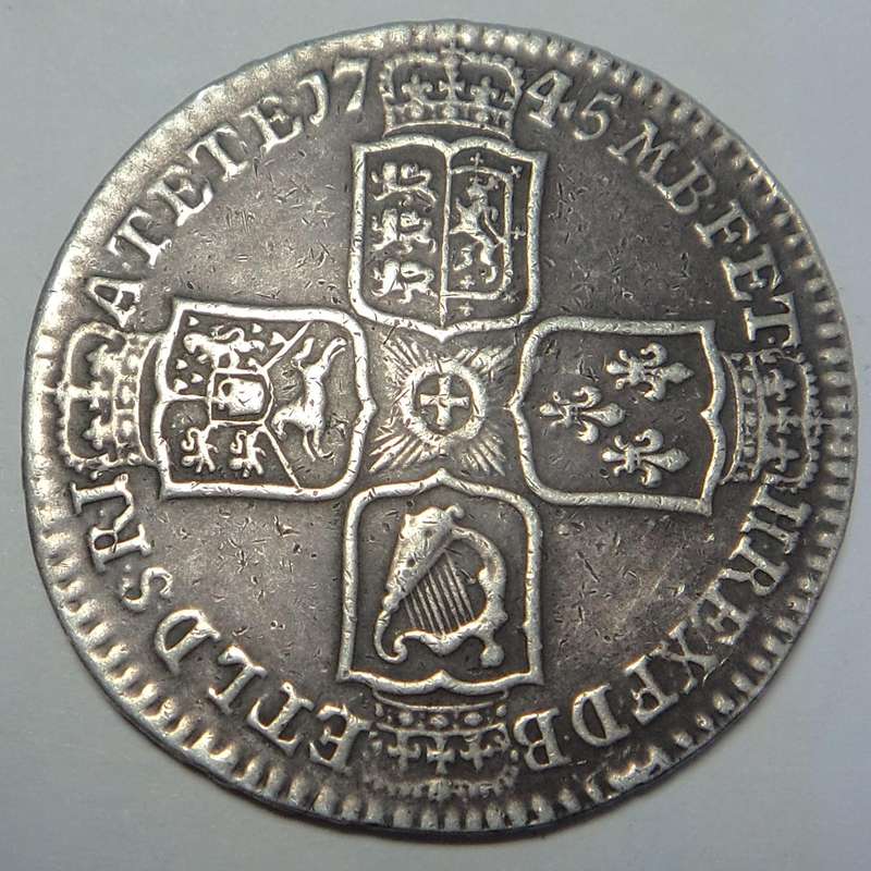 Great Britain: George II Half Crown (Lima Issue) of 1745
